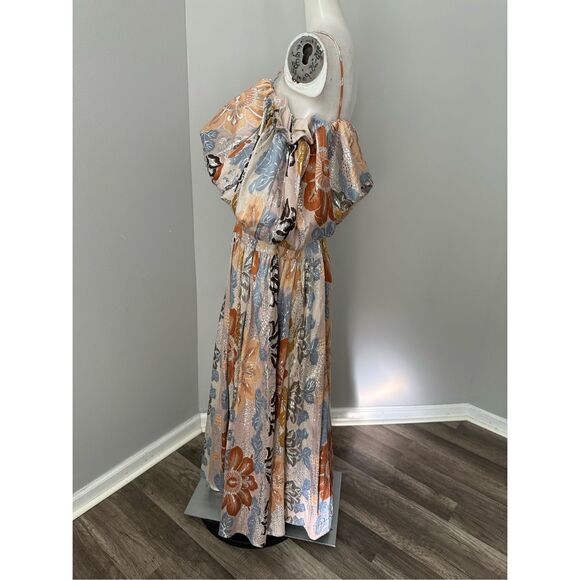 NWT ULLA JOHNSON Izra Metallic Floral Off The Shoulder Maxi Dress - Picture 5 of 10